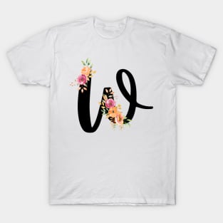 Letter W With Watercolor Floral Wreath T-Shirt